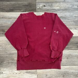 Vintage 90s Champion Reverse Weave Maroon Mens XL Logo Blank Crewneck Sweatshirt